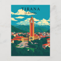 Tirana, Albanie Vintage voyage Balkan Art