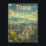 Carte Postale Tirana Vintage<br><div class="desc">Une représentation vibrante et colorée de Tirana, la capitale de l'Albanie, qui présente son mélange d'architecture historique et moderne. Le design présente des points de repère remarquables, des rues animées et des paysages urbains animés, tous illustrés dans un style nostalgique et rétro. Cette oeuvre reflète l'esprit dynamique et le charme...</div>