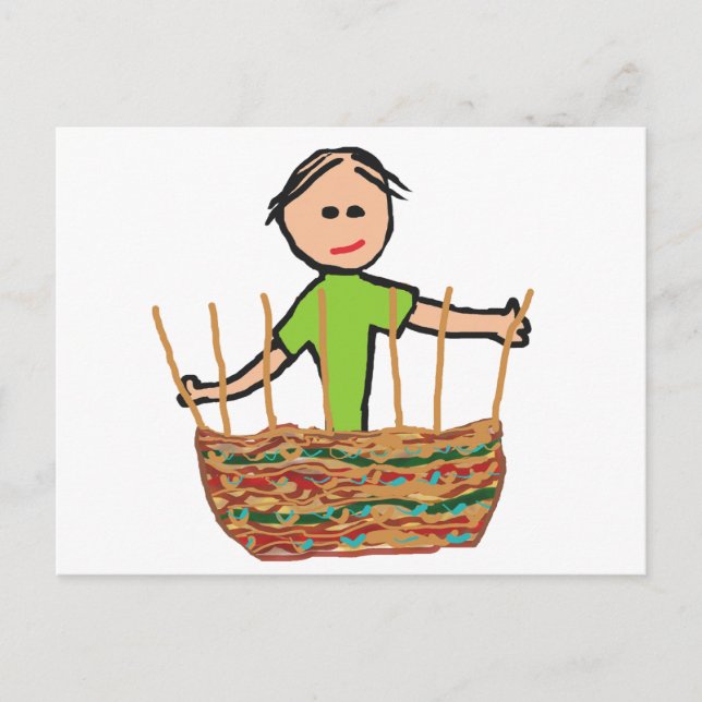 Carte Postale Tissage de panier (Devant)