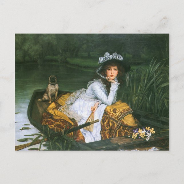 Carte Postale Tissot : Jeune dame en bateau (Devant)