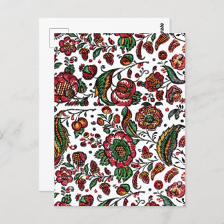 Carte Postale Tissu de chintz en coton indien vintage