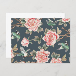 Carte Postale Tissu de découpage rose Vintage floral