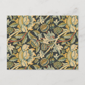 Carte Postale Tissu floral bleu or