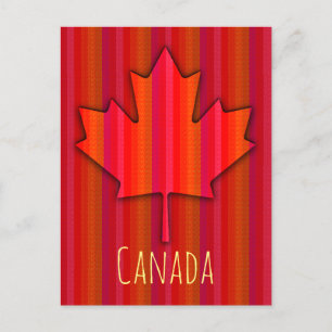 Carte Postale Tissus de feuilles d'érable du Canada Look Stripes