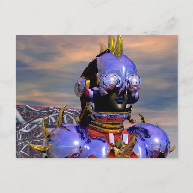 Carte Postale TITAN CYBORG PORTRAIT Blue Science Fiction, Scifi (Devant)