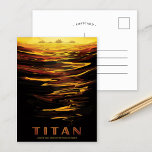 Carte Postale Titan | Visions de l'avenir de la NASA<br><div class="desc">Une affiche de la série Exoplanet Travel Bureau de la NASA JPL : Visions of the Future imaginant des destinations de voyage futuristes à travers la galaxie. Découvrez la série complète pour plus d'images de voyage de science-fiction rétro. Crédit NASA/JPL-Caltech. Utilisez les outils de conception pour ajouter du texte personnalisé...</div>