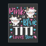 Carte Postale Titi rose ou bleu aime vous cadeaux vache bébé<br><div class="desc">Titi rose ou bleu vous aime Cadeaux Vache Bébé Révélation de genre Drôle Crew Conception graphique Cadeau Carte postale standard Collection Classique.</div>