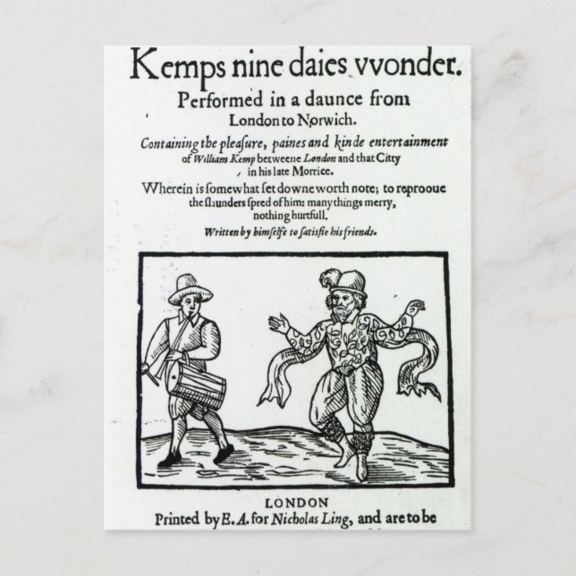 Carte Postale Titlepage à William Kemp (Devant)