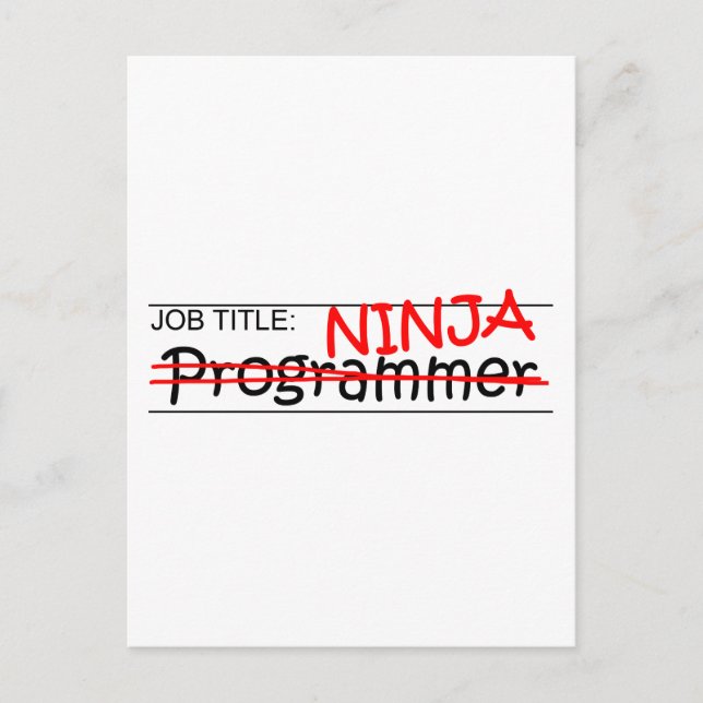Carte Postale Titre du travail Ninja - Programmeur (Devant)
