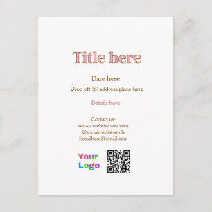 Carte Postale titre scanner QR contact logo ici lieu date entrep