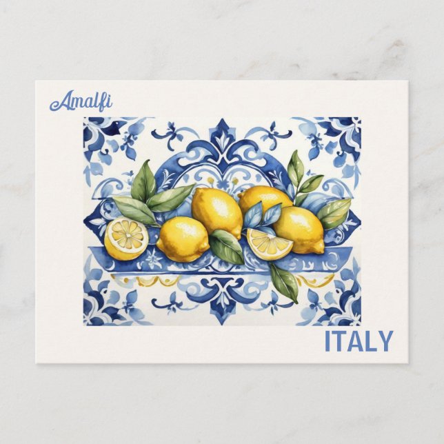 Carte Postale Titres bleus et citrons d'Amalfi Italie (Devant)