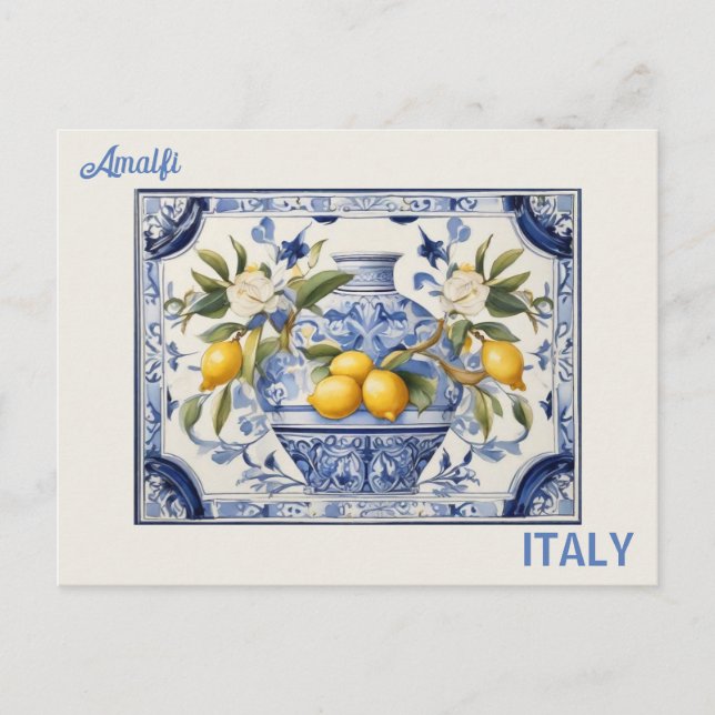 Carte Postale Titres bleus et citrons d'Amalfi Italie (Devant)