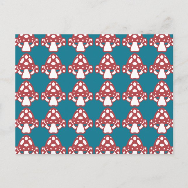 Carte Postale Toadstool Champhrooms - Points blancs Spots Bleu R (Devant)
