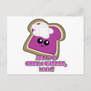 Carte Postale Toast au fromage à la crème et jelly Kawaii