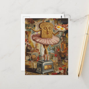 Carte Postale toast et ballet pour un petit déjeuner surréaliste