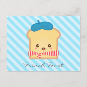 Carte Postale Toast français mignon et Whimsical, Doodé alimenta