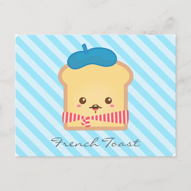 Carte Postale Toast français mignon et Whimsical, Doodé alimenta (Devant)
