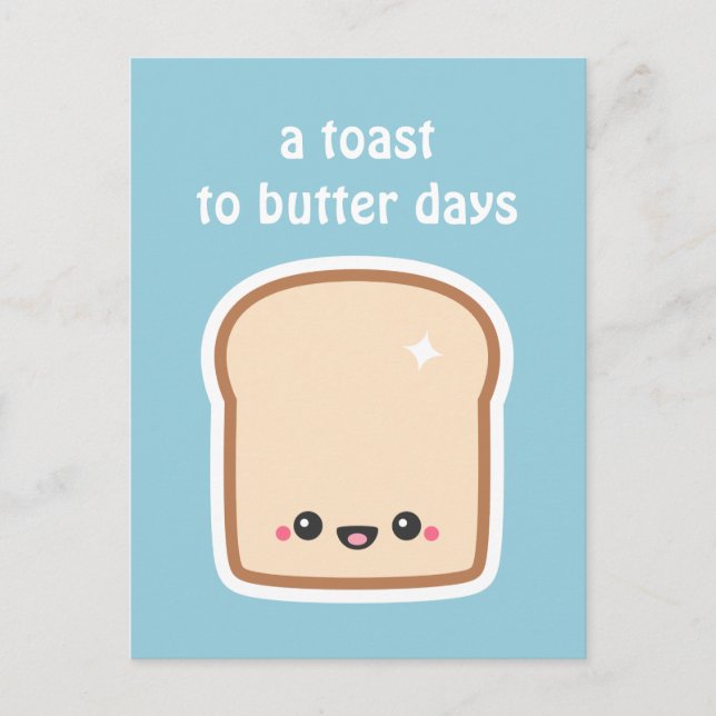 Carte Postale Toast mignon au visage joyeux (Devant)