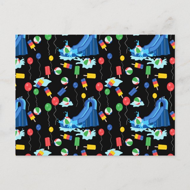 Carte Postale Tobie de toboggan aquatique Été Garçon Fille Amuse (Devant)