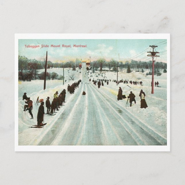 Carte Postale Toboggan Slide, Montréal Vintage (Devant)