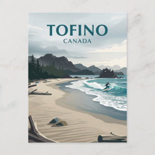 Carte Postale Tofino Surfeur sur la plage Chesterman Canada