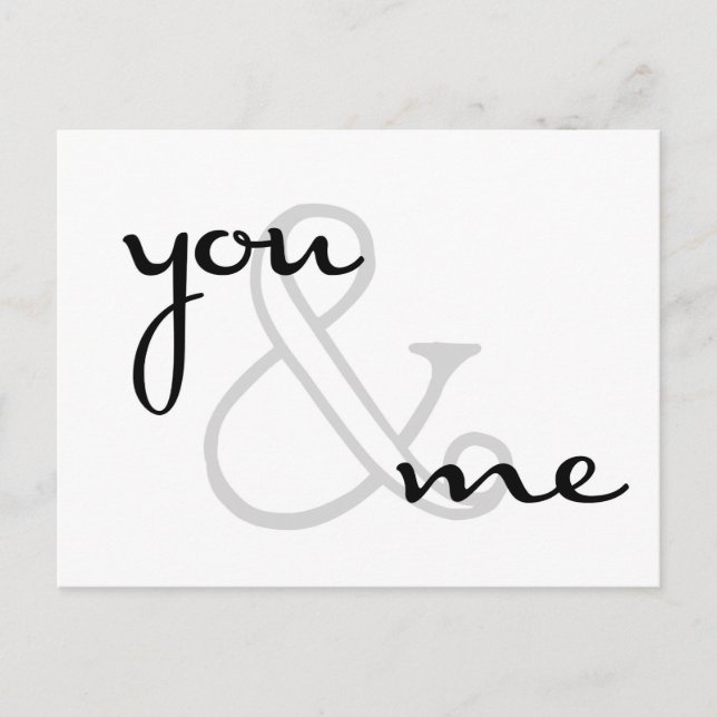 Carte Postale toi et moi design moderne noir blanc amour (Devant)