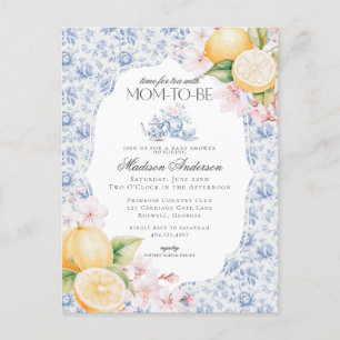 Carte Postale Toile Baby shower Tea Party Blue Chinoiserie