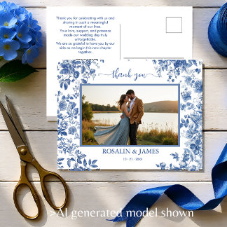 Carte Postale Toile Bleue Romantique Code QR Photo Merci