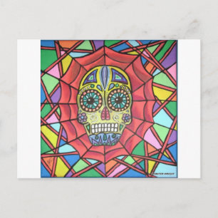 Carte Postale Toile d'araignée de crâne de sucre de Muertos