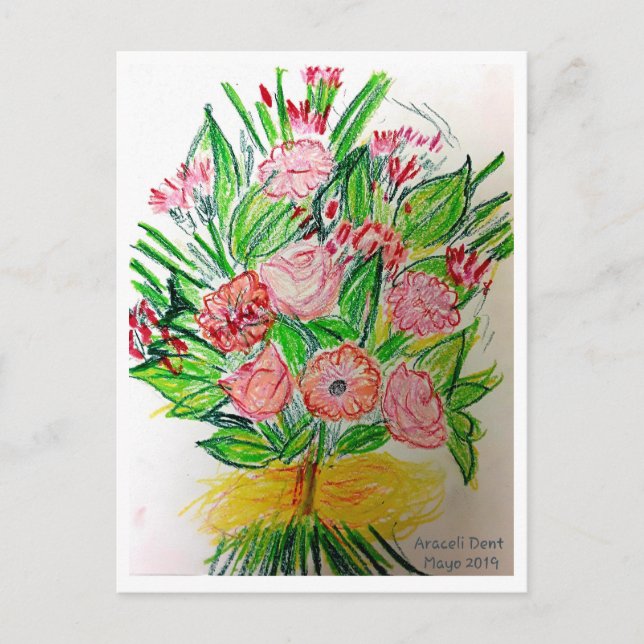 Carte Postale Toile de luxe enveloppée (Brillant) Gerberas (Devant)