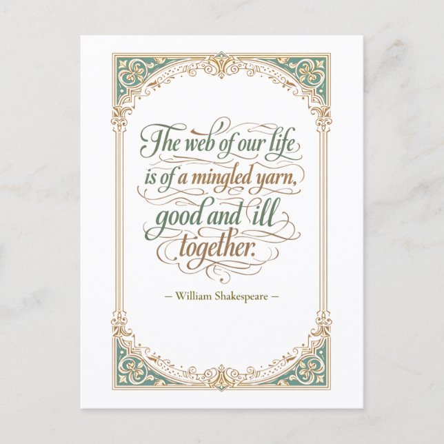 Carte Postale "Toile de notre vie" Shakespeare (Devant)