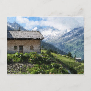 Carte Postale Toile de peinture à l'huile de terres agricoles du