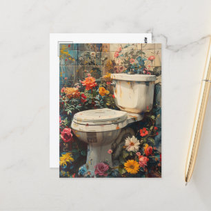 Carte Postale Toilettes récupérées par la nature