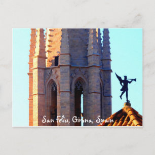 Carte Postale Toit de la cathédrale Sant Feliu, Girona, Espagne