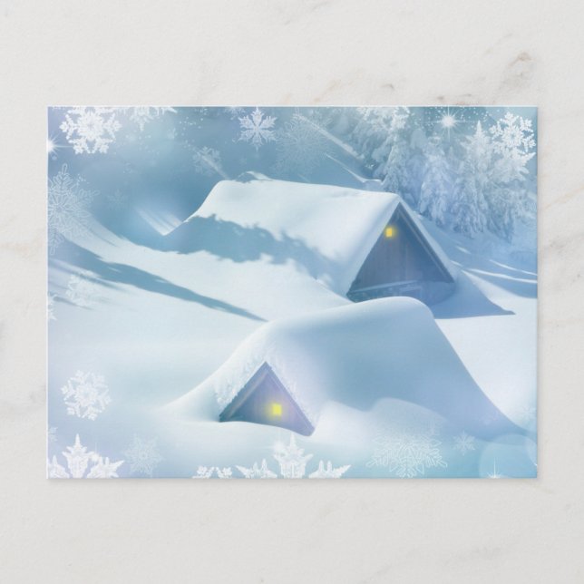 Carte Postale Toit enneigé dans une forêt (Devant)