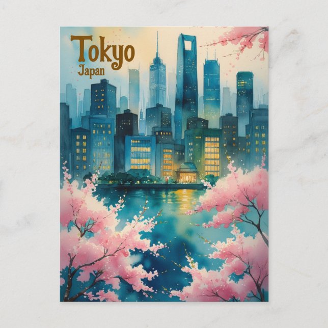 Carte postale Tokyo Cherry Blossoms - Sakura avec  (Devant)