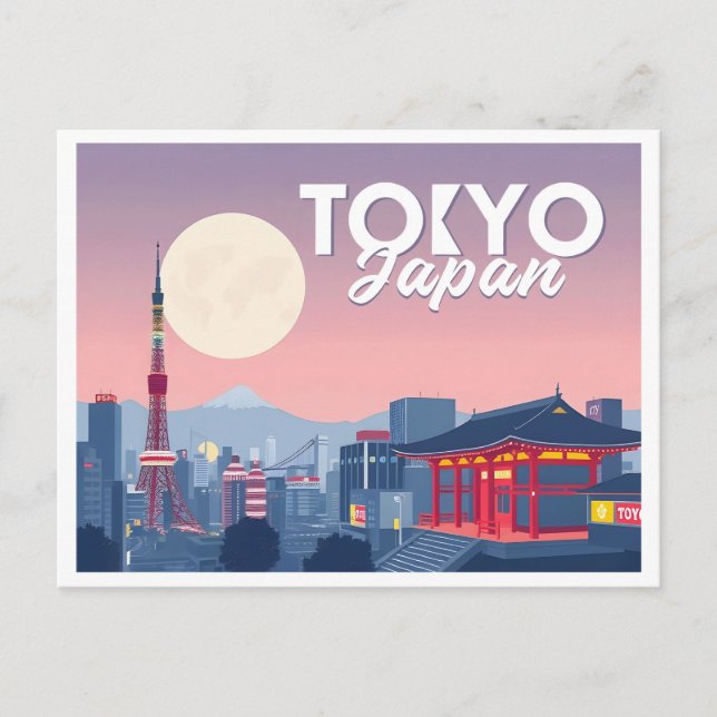 Carte Postale Tokyo Japan Pastel Voyage Design (Devant)