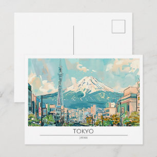 Carte Postale Tokyo Japon Illustration d'Art Vintage Voyage