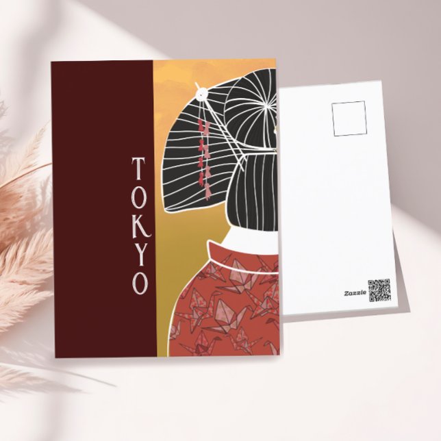 Carte Postale Tokyo Japon Kimono Yukata Temple Main Illustré (Créateur téléchargé)