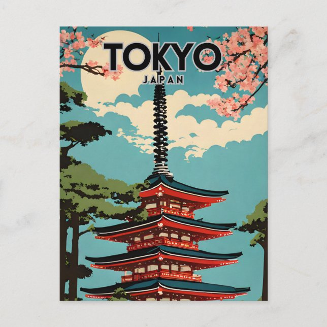 Carte Postale Tokyo Japon Nostalgale Retro Voyage Art (Devant)