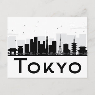 Carte Postale Tokyo, Japon   Skyline de la ville noire et blanch
