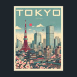 Carte Postale Tokyo Japon voyage cadeaux vintages<br><div class="desc">"Tokyo" "Japon" "culture japonaise" "Fleurs de cerisiers" "Mt Fuji" "Lutte Sumo" "Mode Harajuku" "Shibuya traversant" "Tokyo skyline" "Ramen"</div>