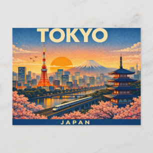 Carte Postale Tokyo Retro Travel Postcard