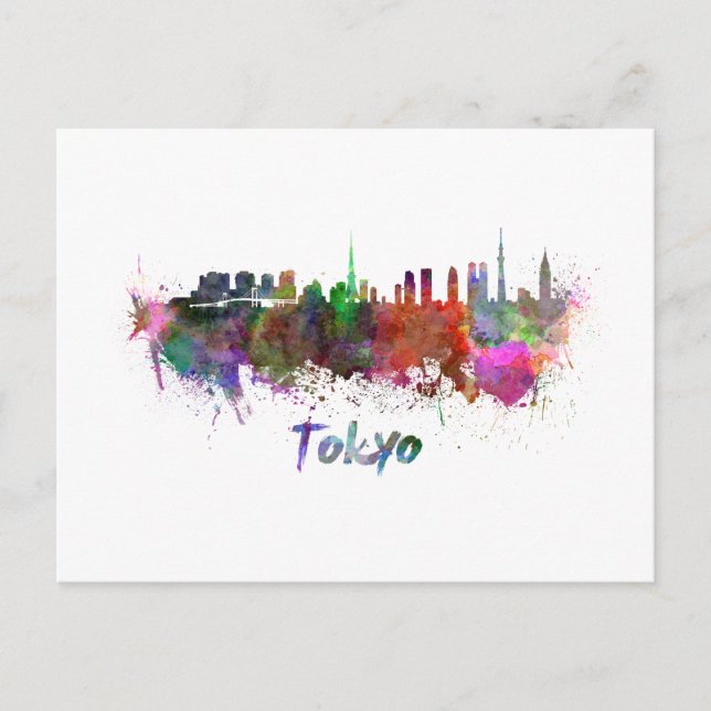 Carte Postale Tokyo skyline in watercolor (Devant)