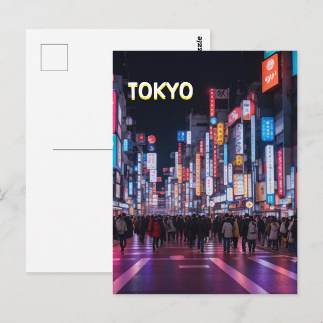 Carte Postale Tokyo Street At Night (Devant / Derrière)