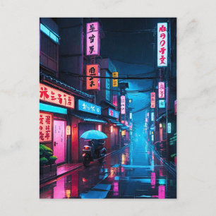 Carte Postale Tokyo Street At Night LoFi Art