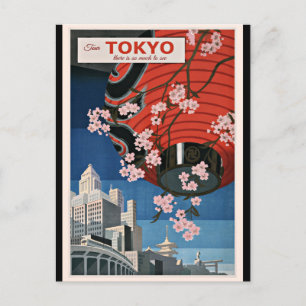 Carte Postale Tokyo Tour, affiche de voyage vintage,