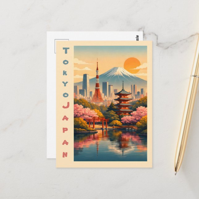 Carte Postale Tokyo vintage Japon (Devant/Arrière en situation)