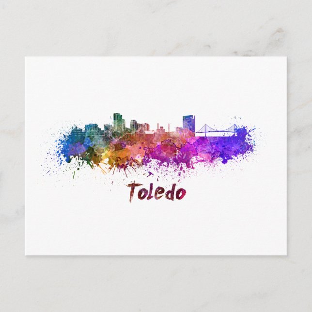 Carte Postale Toledo OH skyline en aquarelle (Devant)