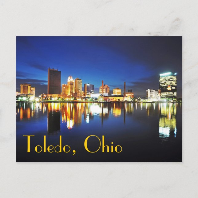 Carte Postale Toledo, Ohio à la tombée de la nuit (Devant)
